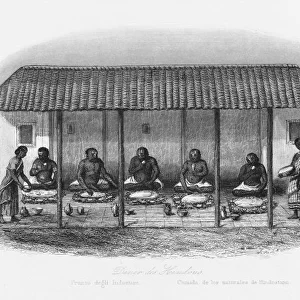 Hindu men at mealtime, India