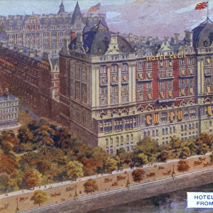 Hotel Cecil, London from River Thames