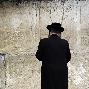 A Jew praying at the Western Wall. Jerusalem. Israel