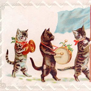 Four musical cats on a greetings card