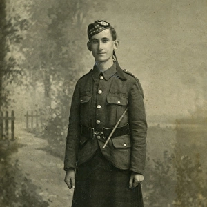Scottish soldier wearing kilt