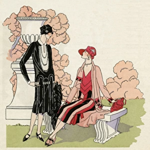 Two women wearing afternoon dresses 1926