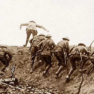 WW1 Troops in trenches going over the top