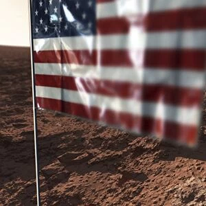 US flag on Mars, artwork