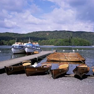 Boats at Bowness-on-Windermere, Belle Isle in the background, Lake District