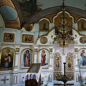 Interior, Tsipova Monastery church, Rezina, Moldova, Europe