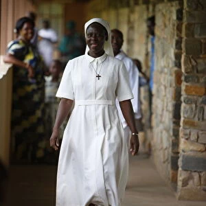 Nun in Dzogbegan Benedictine Abbey, Danyi Dzogbegan, Togo, West Africa, Africa