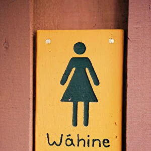 Sign on washroom door, New Zealand, Pacific