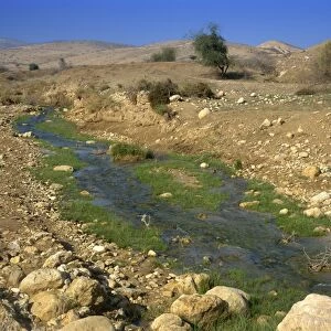 Water stream running through Judean Desert, Israel, Middle East