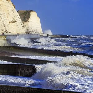 The white chalk cliffs at Peacehaven, near Brighton, East Sussex, England, United Kingdom