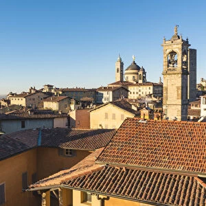 Bergamo, Lombardy, Italy. Bell towers and roofs in Upper Town (Citta Alta)