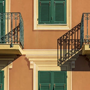 Europe, Italy, Liguria, Bonassola. A typical ligurian house facade