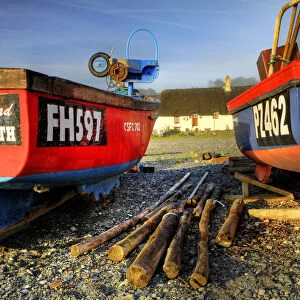 Fishing boats in Porthallow, Cornwall, UK
