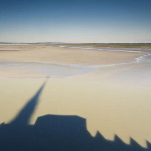 France, Normandy Region, Manche Department, Mont St-Michel, shadow on the bay