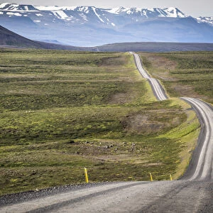 Iceland, curved and rugged road to the glacier