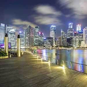 Singapore, Marina Bay, Water and lights show, City Skyline at night