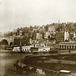 View from Princes Street over Canal Street Station, Edinburgh, now the site of Waverley Station