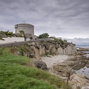 View of coastal promontory and Martello tower, James Joyce Tower and Museum, Forty Foot, Sandycove, Dublin Bay