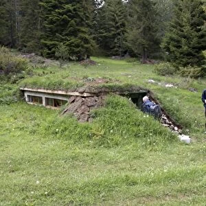 Wildlife photographic hide used for viewing bears, near Yagodina Village Bulgaria