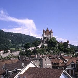 Life in Switzerland beautiful old fashioned city of Thun and the famous Thun Castle