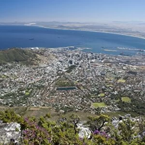 South Africa, Cape Town, Table Mountain. View of Cape Town and Table Bay from the