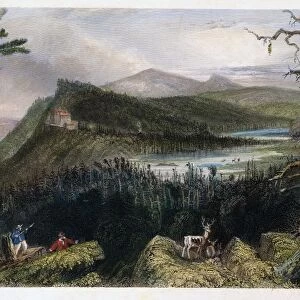 CATSKILL HOTEL, 1838. Two lakes and the mountain house on the Catskill. Steel engraving, 1838, after a drawing by William Henry Bartlett