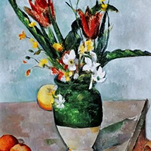 CEZANNE: TULIPS, 1890-92. Paul Cezanne: Vase of Tulips. Oil on canvas, 1890-92