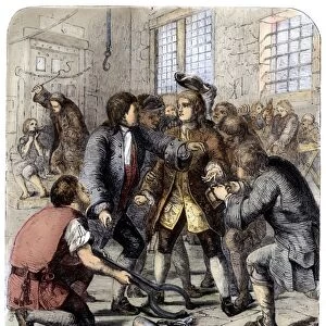 DEBTORs PRISON. Reception of a debtor in the Fleet Prison in the days of George II