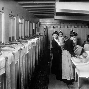 FLOATING HOSPITAL, c1910. The bathroom on the Helen C