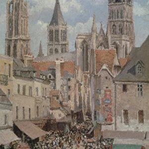 PISSARRO: MARKET, 1898. Camille Pissarro: Old Market at Rouen. Oil on canvas, 1898
