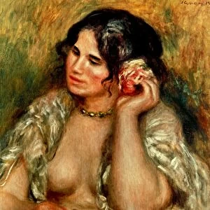RENOIR: GABRIELLE, 1911. Pierre Auguste Renoir: Gabrielle a la rose. Canvas, 1911