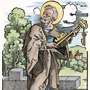 SAINT PETER (c. 67 A. D. ). Woodcut by Hans Sebald Beham, c1530