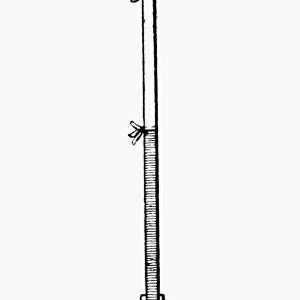 THERMOMETER, c1611. Thermometer designed by Santorio Santorio, c1611, which was the first to use a scale. Line engraving, American, c1900