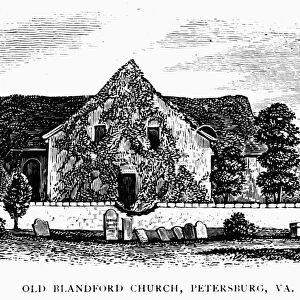 VIRGINIA: PETERSBURG CHURCH. Old Blandford Church in Petersburg, Virginia. Wood engraving, American, c1857
