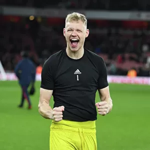 Arsenal's Ramsdale Celebrates Win Against Everton in Premier League