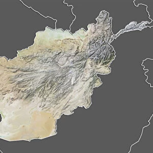 Afghanistan, Relief Map With Border and Mask