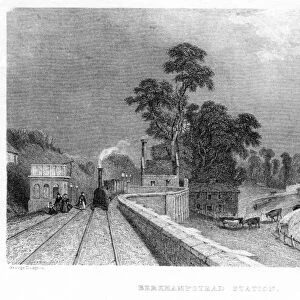 Berkhamsted Station, Hertfordshire, England on the London and Birmingham Railway, c1860