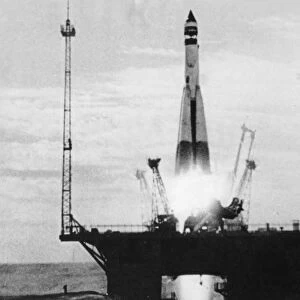 The launch of soviet space probe luna 1, the first spacecraft to escape earths orbit, january 1-2, 1959