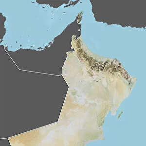 Oman, Relief Map With Border and Mask
