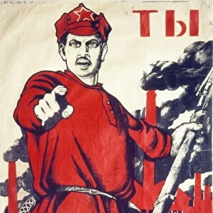 Soviet recruitment poster from the time of the russian revolution, you! have you signed up with the volunteersja