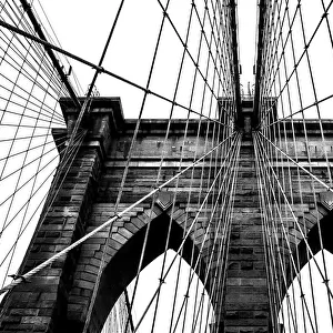 Brooklyn Bridge architecture in black and white