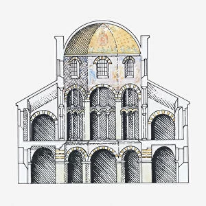 Illustration of Palatine Chapel, Aachen, Germany, 8th-9th century