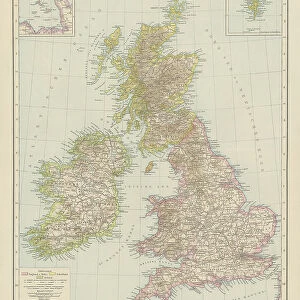 Old chromolithograph map of Great Britain and Ireland