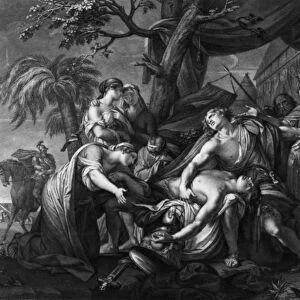 Achilles laments the death of Patroclus, engraved by Domenico Cunego, 1764 (engraving)