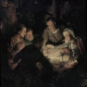 The Adoration of the Shepherds, detail, 1646 (oil on canvas) (detail of 142128)