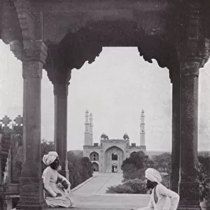 Akbars tomb, Sikandra, Agra, India (b / w photo)