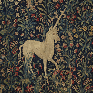 Allegorical "Millefleurs"tapestry with animals, 1530-45 (wool & silk)