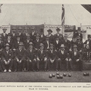 The Australasian Bowling Match at the Crystal Palace, the Australian and New Zealand Team in Uniform (b / w photo)