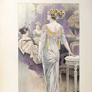 Ball gown, from Les Grandes Modes de Paris (colour litho)