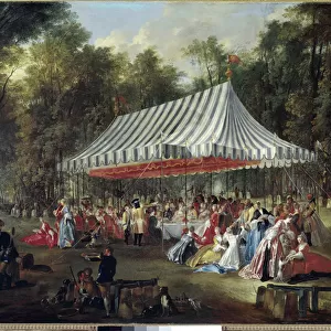 Banquet in the park. (oil on canvas, 1766)